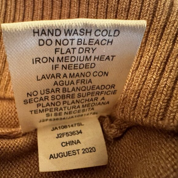 Joseph A Tan Turtleneck Top/Button Accent Sleeve, L, EUC - Picture 13 of 13